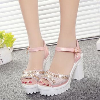 Γυναικεία Κομψά Wedges Σανδάλια Παπούτσια Summer Pumps Πλατφόρμα Σανδάλι Roman Wedges Crystal Peep Toe Σανδάλια Sandali Donna Eleganti