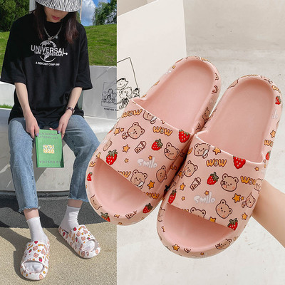 Papuci de vară, sandale, femei, bărbați, papuci de interior, anti-alunecare, moale, de uz casnic, cuplu, pantofi de desene animate, sandale de plajă, pantofi