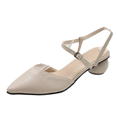 Νέα πέδιλα Pointy Strap Γυναικεία καλοκαιρινά γυναικεία σέξι αγκράφα με κορδόνια με τετράγωνο χοντρό τακούνι Bao Head Γόβες με αγκράφα μίας γραμμής