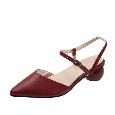 Νέα πέδιλα Pointy Strap Γυναικεία καλοκαιρινά γυναικεία σέξι αγκράφα με κορδόνια με τετράγωνο χοντρό τακούνι Bao Head Γόβες με αγκράφα μίας γραμμής