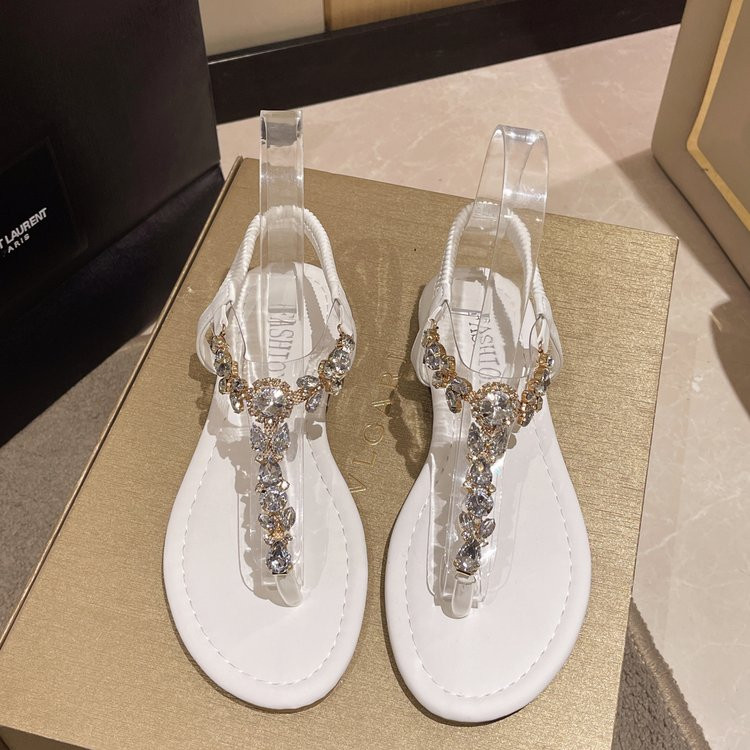 2023 Νέα ίσια πέδιλα καλοκαιρινά Γυναικεία πέδιλα με κρύσταλλο κλιπ για τα δάχτυλα της τάσης Γυναικεία παπούτσια πολυτελείας Clip Diamond Fashion sandals