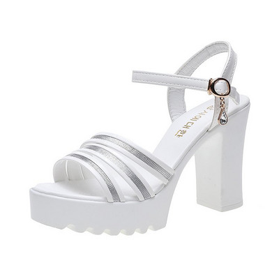 Bloka papēža sandales Sieviešu APAVI 2021. gada vasara Elegantas augstpapēžu sandales Sieviešu biroja sandales, liela izmēra 35-40