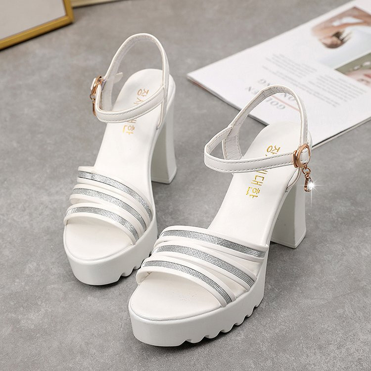 Bloka papēža sandales Sieviešu APAVI 2021. gada vasara Elegantas augstpapēžu sandales Sieviešu biroja sandales, liela izmēra 35-40