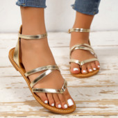 Cipele za žene 2023 Japanke Ženske sandale Ljetne cipele s kopčom na remen Jednobojne cipele Ženske ravne ležerne sandale za plažu velike veličine