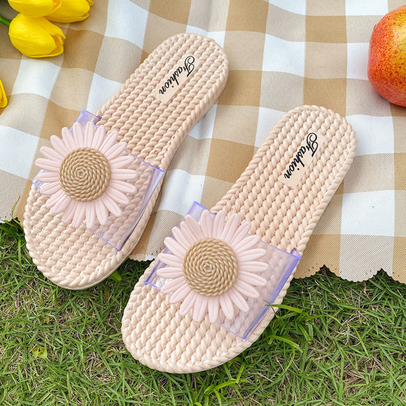 Papuci de femeie de vară Sandale de modă coreeană Papuci de casă anti-alunecare pentru acasă Îmbrăcăminte de exterior Jeleu pantofi de floarea soarelui Papuci 2021