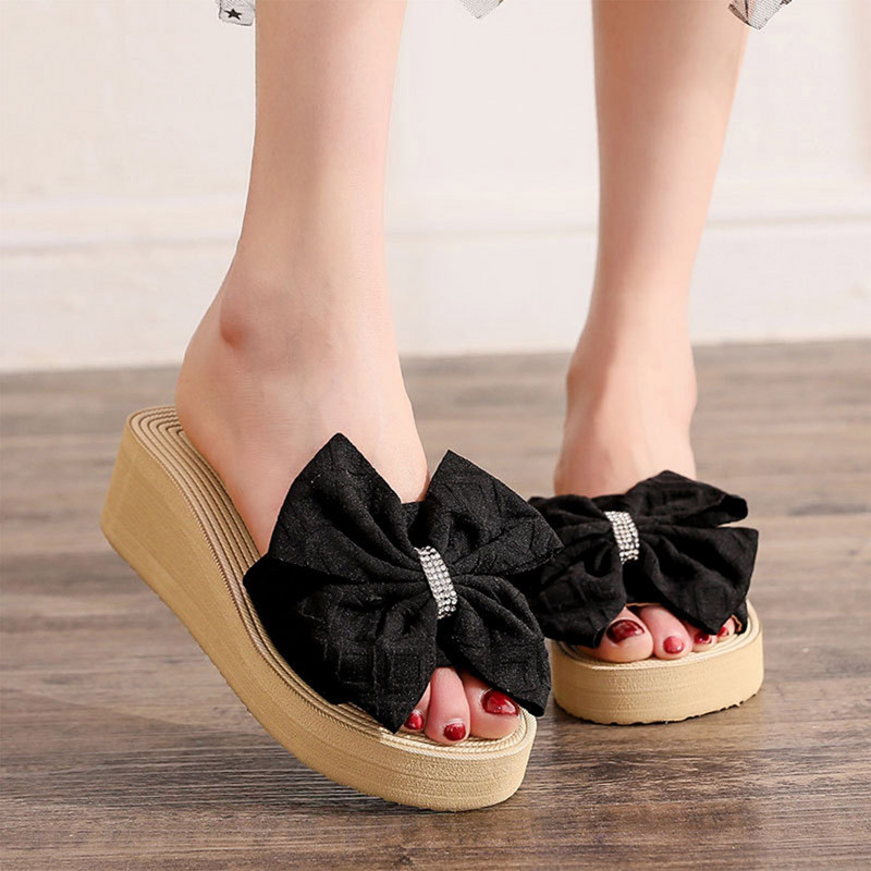 3 värvi 2022 Mood Kevad ja Suvi Naiste Sussid Vibu Rhinestone Platvorm Kiilu Sandaalid Rannajalatsid Kiire kohaletoimetamine laos