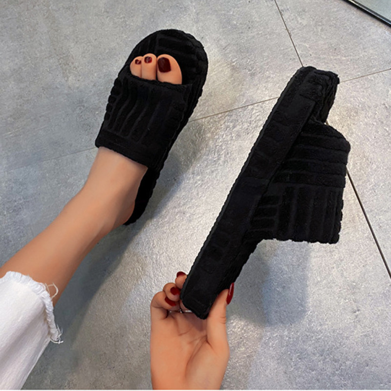 Ljetne japanke Luksuzne cipele s platformom s otvorenim prstima Ženske papuče Zeleni samt Ravne vanjske ženske sandale obuvʹ ženskaâ