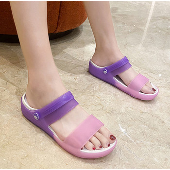 MCCKLE Дамски чехли Плажни желе обувки за жени Разноцветни сандали Дамски меки външни обувки с равни обувки Дамски сандалии на платформа