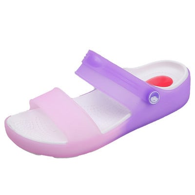 MCCKLE Ženske papuče Žele cipele za plažu Ženske sandale mješovitih boja Ženske meke ravne cipele za van Ženske sandalije s platformom