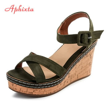 Aphixta Wedge Sandals Peep Toe Buckle Παπούτσια Γυναικεία Πλατφόρμα Μόδα 10cm Cool Summer Summer High Heel Παπούτσια Γυναικεία