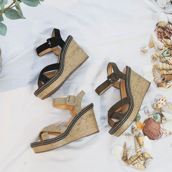 Aphixta Wedge Sandals Peep Toe Buckle Παπούτσια Γυναικεία Πλατφόρμα Μόδα 10cm Cool Summer Summer High Heel Παπούτσια Γυναικεία