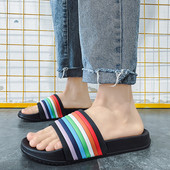 Ljetne muške papuče s duginim prugama Unutarnji kućni tobogani Neklizajuće kupaonske cipele Vanjske klompe Brzosušeće papuče za plažu Japanke