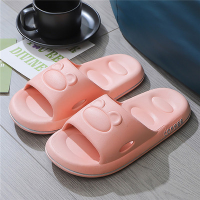 Cute Bear Vīrieši Mīksta Zole Eva Iekštelpu slaidi Bieza Platforma Vannas istaba Mājas Čības Sieviešu Sandales 2023 Vasaras Neslīdoši Flip Flops