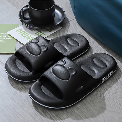 Cute Bear Vīrieši Mīksta Zole Eva Iekštelpu slaidi Bieza Platforma Vannas istaba Mājas Čības Sieviešu Sandales 2023 Vasaras Neslīdoši Flip Flops