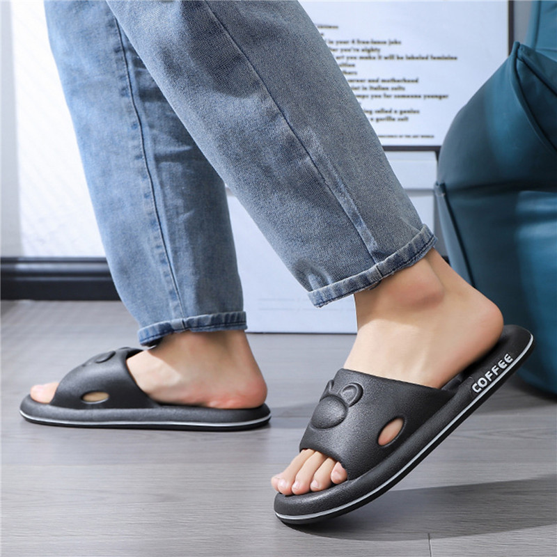 Cute Bear Vīrieši Mīksta Zole Eva Iekštelpu slaidi Bieza Platforma Vannas istaba Mājas Čības Sieviešu Sandales 2023 Vasaras Neslīdoši Flip Flops