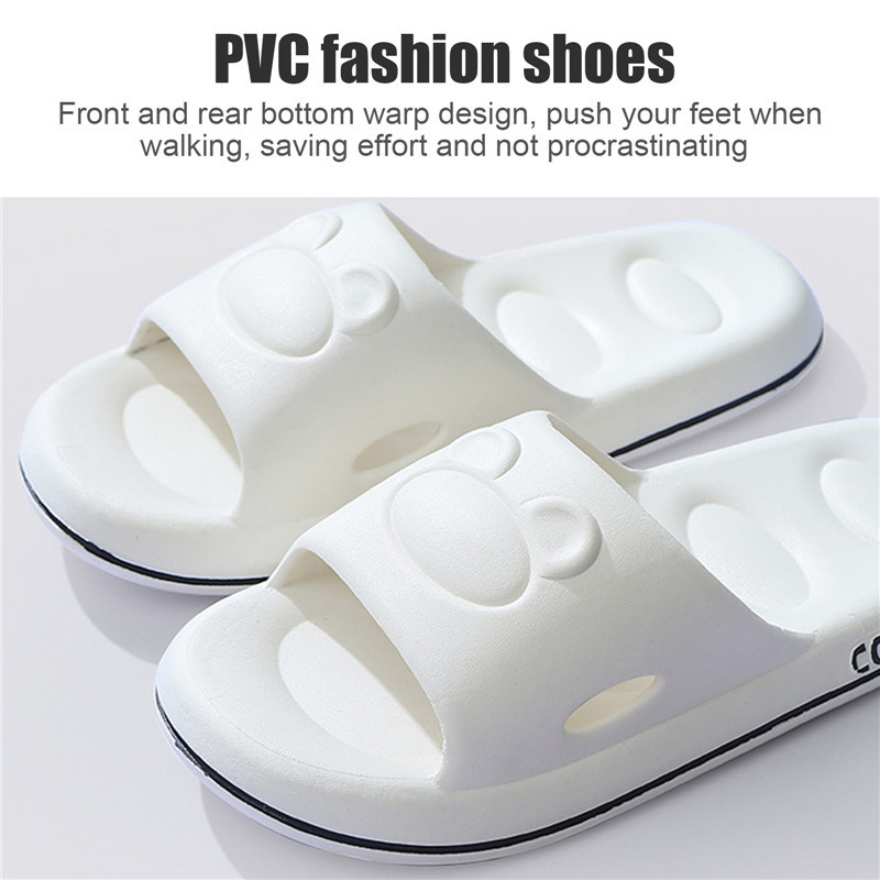 Cute Bear Vīrieši Mīksta Zole Eva Iekštelpu slaidi Bieza Platforma Vannas istaba Mājas Čības Sieviešu Sandales 2023 Vasaras Neslīdoši Flip Flops