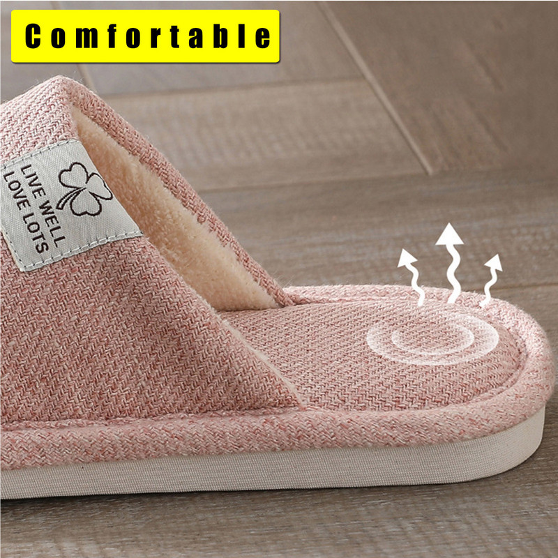 Zimske zatvorene ženske muške lanene papuče Kućne plišane mekane pamučne papuče Neklizajuće cipele za pod Kućne papuče za spavaću sobu Ženske