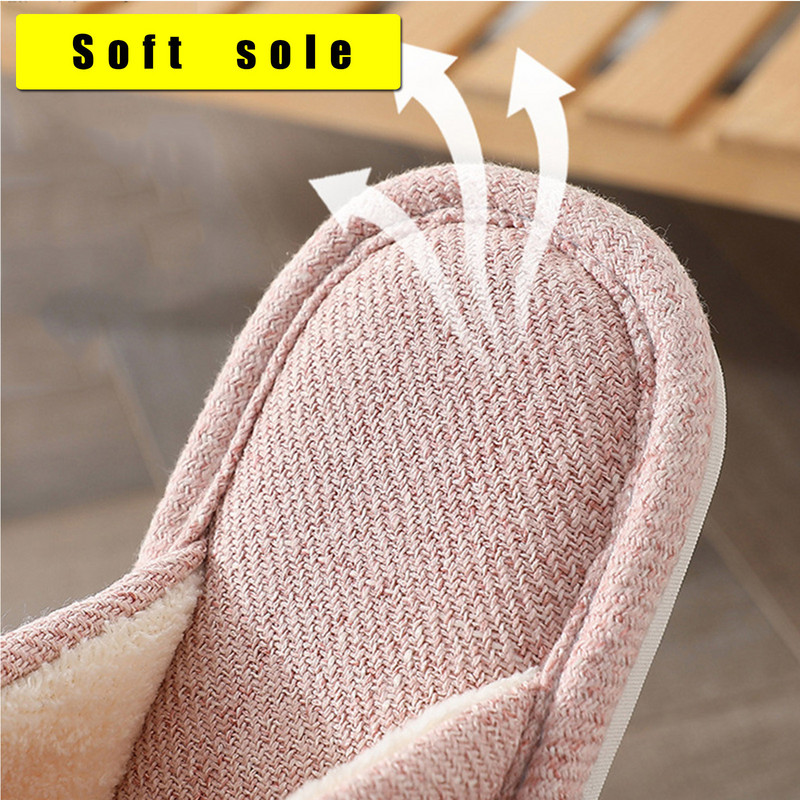 Zimske zatvorene ženske muške lanene papuče Kućne plišane mekane pamučne papuče Neklizajuće cipele za pod Kućne papuče za spavaću sobu Ženske