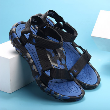 Мъжки сандали Нови летни удобни плоски платна + EVA Плажни модни чехли Разходки на открито Неплъзгащи се ежедневни джапанки