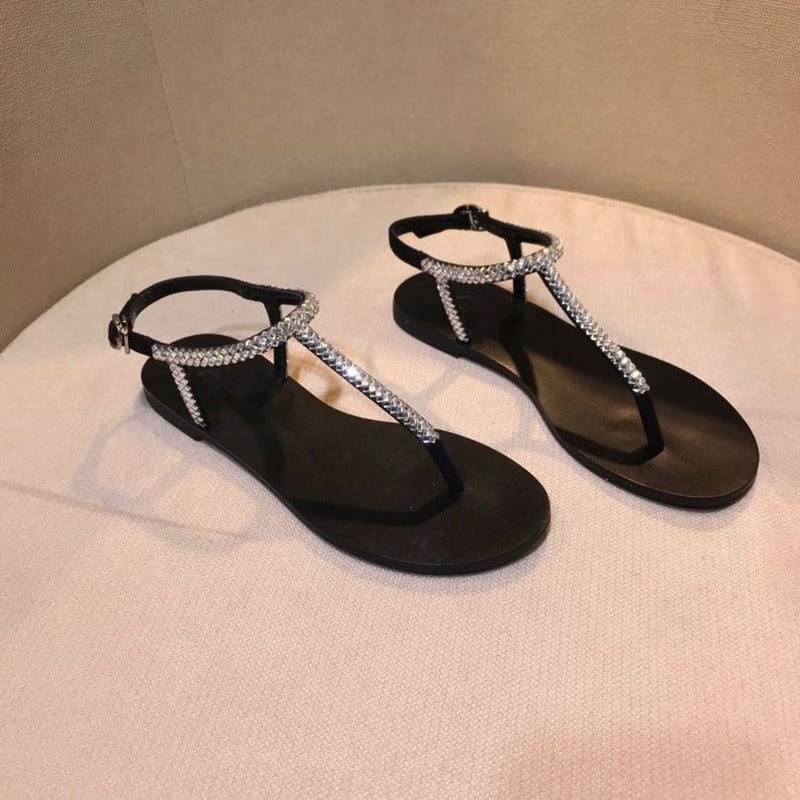 2023. gada JAUNAS vasaras sieviešu pludmales sandales Sieviešu mirdzošas dimanta kurpes Mujer oriģināla dizaina Boho T-siksniņa Flops Sieviešu čības lielizmēra