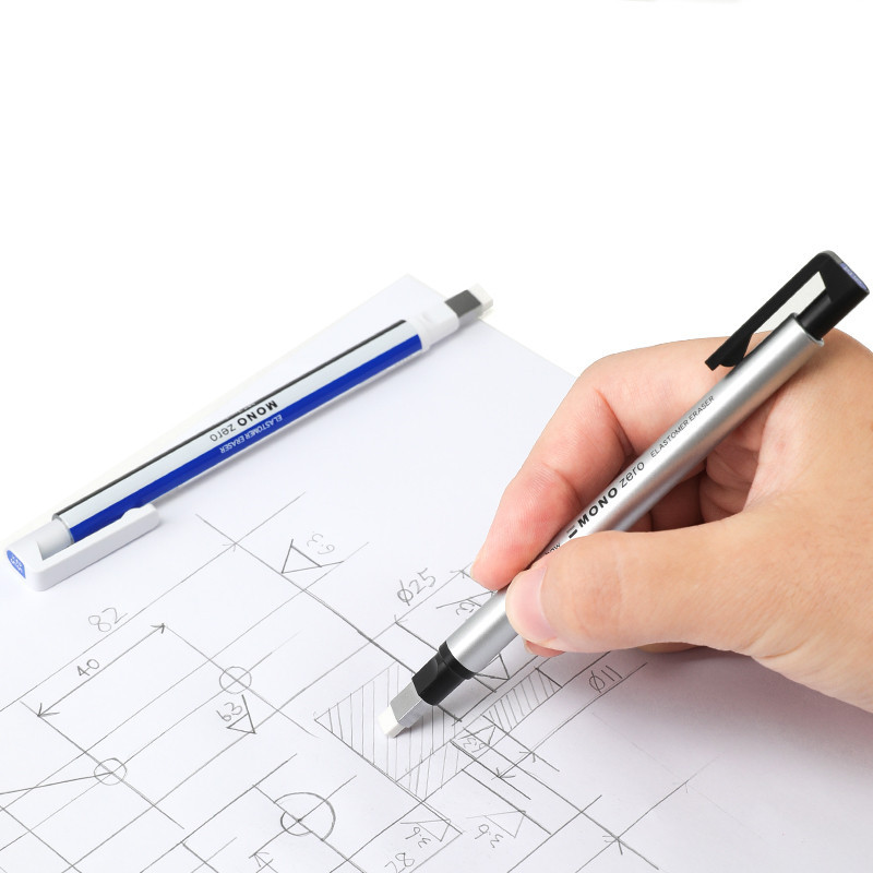 1vnt Tombow MONO Zero mechaninis trintukas Daugkartinio rašiklio formos eskizų piešimas Blizgios gumos preso tipas Mokyklinės raštinės reikmenys