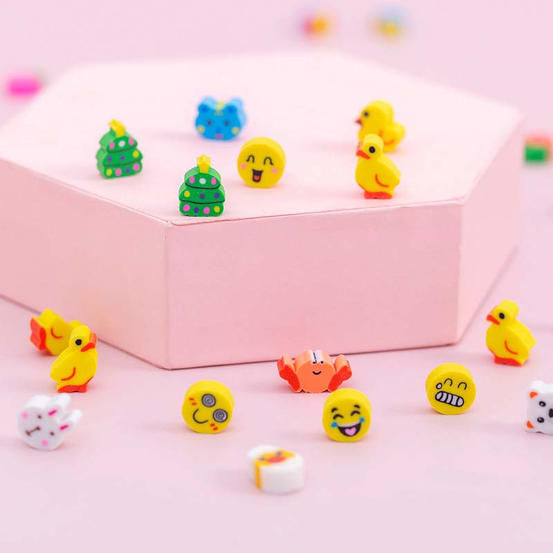 50 buc/lot copii mini radiere de șters Kawaii fructe de animale de Crăciun gumă de șters pentru creioane studenți consumabile decorative de corecție