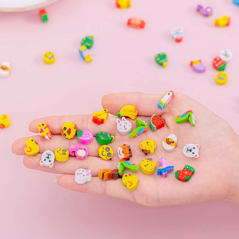 50 buc/lot copii mini radiere de șters Kawaii fructe de animale de Crăciun gumă de șters pentru creioane studenți consumabile decorative de corecție