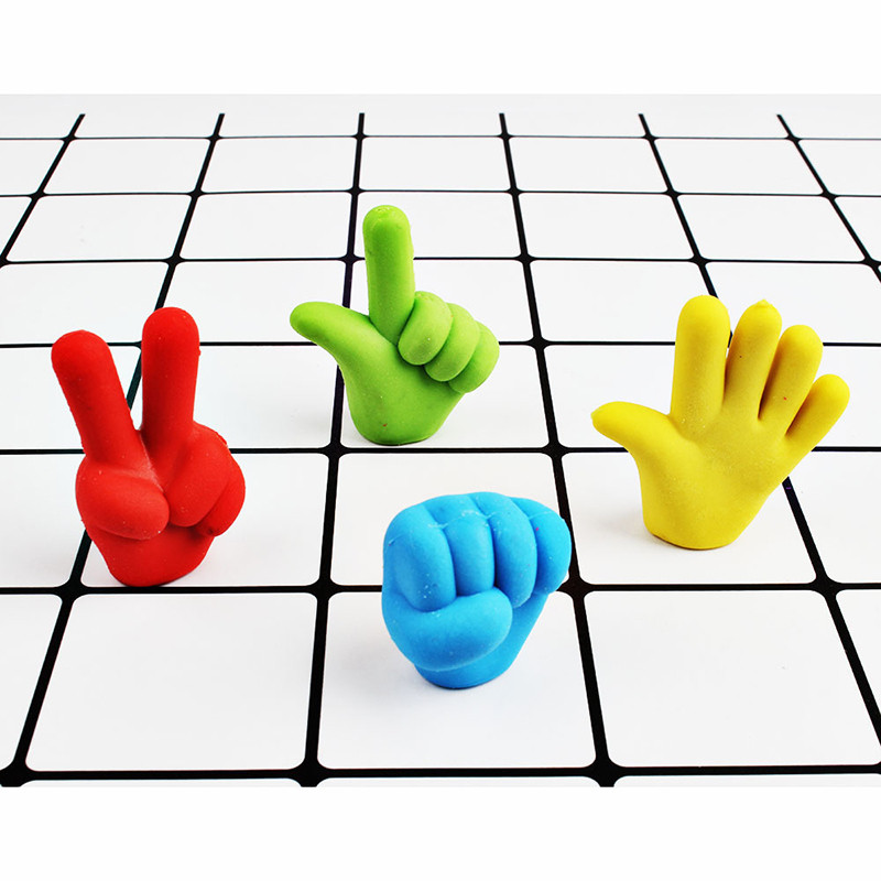 4 bucăți/set foarfece de desene animate gumă de piatră din pânză de piatră mini gest cu degetul bricolaj creion de gumă de sus gume pentru studenți cadouri din cauciuc pentru copii