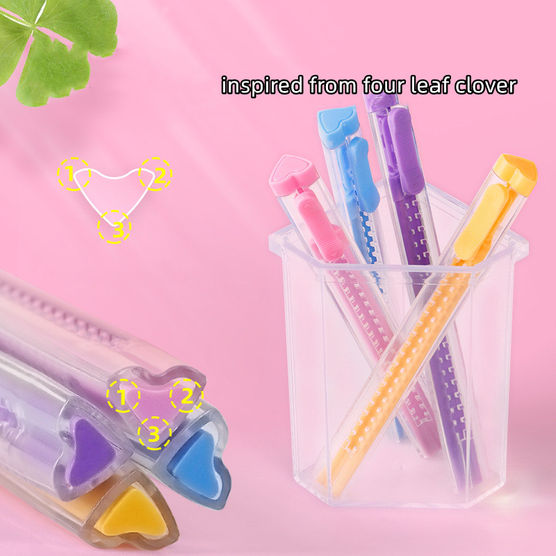 1kom Slide Pencil Eraser Refill Set Heart Shape Color Stick PVC gumice za čišćenje Ispravljanje Office School A7090