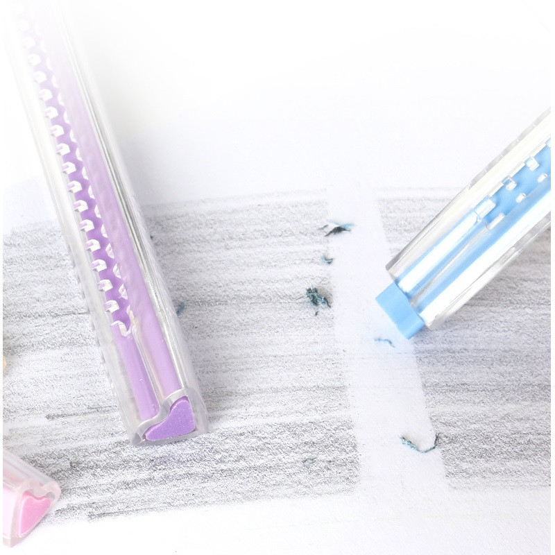 1kom Slide Pencil Eraser Refill Set Heart Shape Color Stick PVC gumice za čišćenje Ispravljanje Office School A7090