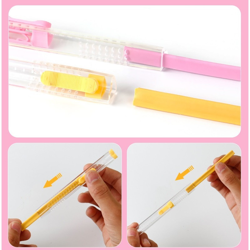 1kom Slide Pencil Eraser Refill Set Heart Shape Color Stick PVC gumice za čišćenje Ispravljanje Office School A7090