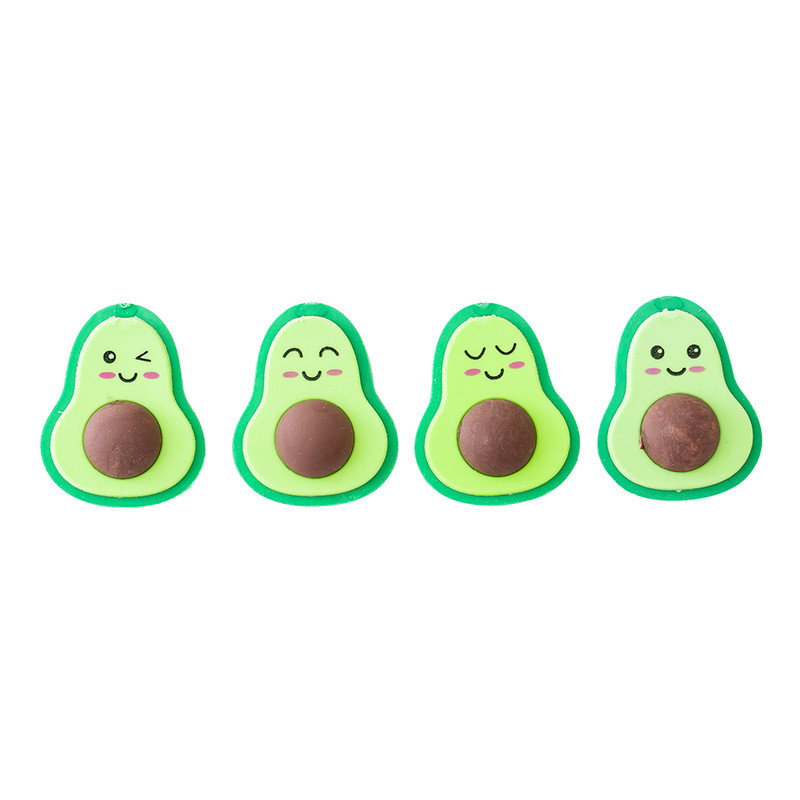 2 PCS Kawaii Avocado studentu kancelejas preces skolas biroja piederumi jaukas bērnu dzēšgumijas bērniem dāvanu radošā zīmuļa gumijas dzēšgumija