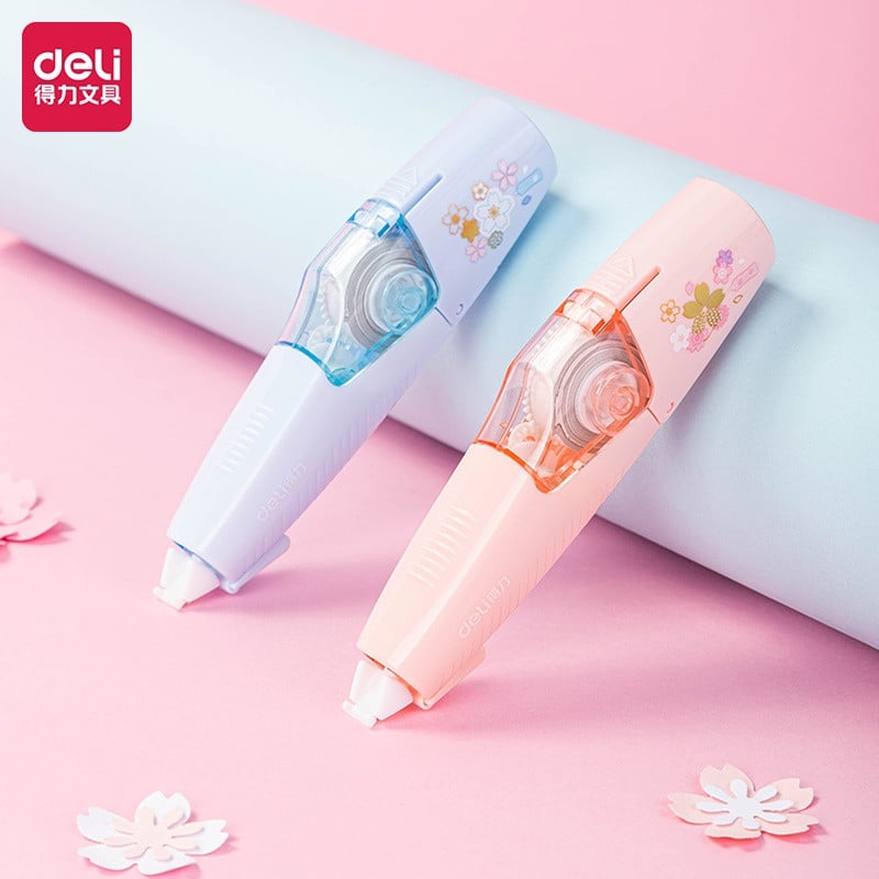 Bandă de corectare reîncărcabilă DELI cu stilou de reumplere, corector alb, rechizite de birou pentru școală