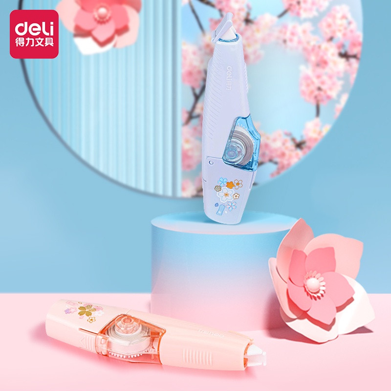 Bandă de corectare reîncărcabilă DELI cu stilou de reumplere, corector alb, rechizite de birou pentru școală