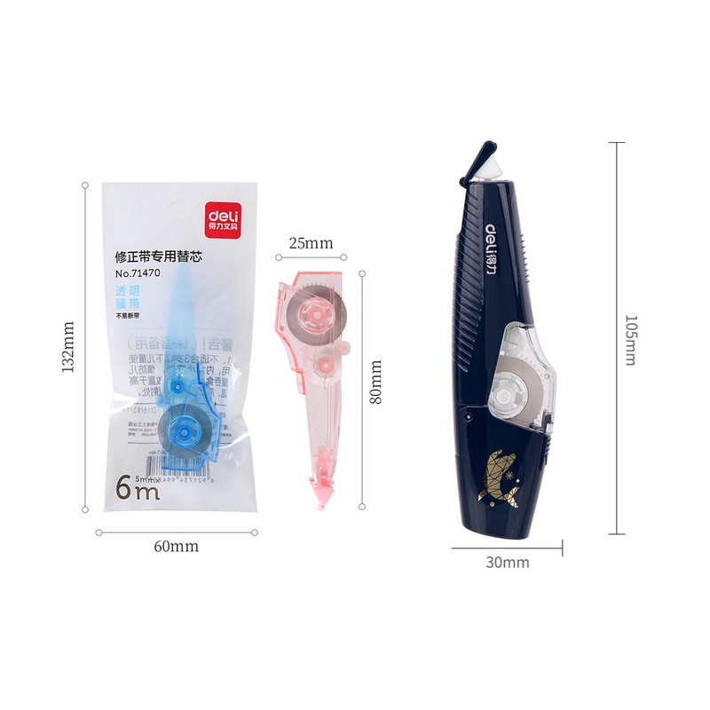 Bandă de corectare reîncărcabilă DELI cu stilou de reumplere, corector alb, rechizite de birou pentru școală