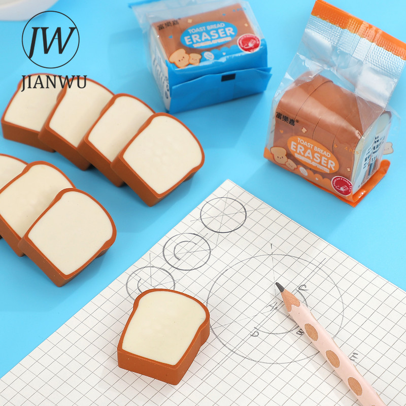 JIANWU Kreativna simulacija Tost Slatka gumica Crtić Mini učenik Crtanje Olovka Gumica Smiješni školski pribor Kawaii pribor
