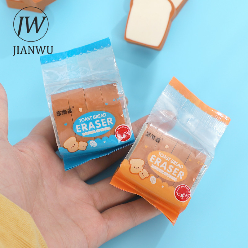 JIANWU Kreativna simulacija Tost Slatka gumica Crtić Mini učenik Crtanje Olovka Gumica Smiješni školski pribor Kawaii pribor