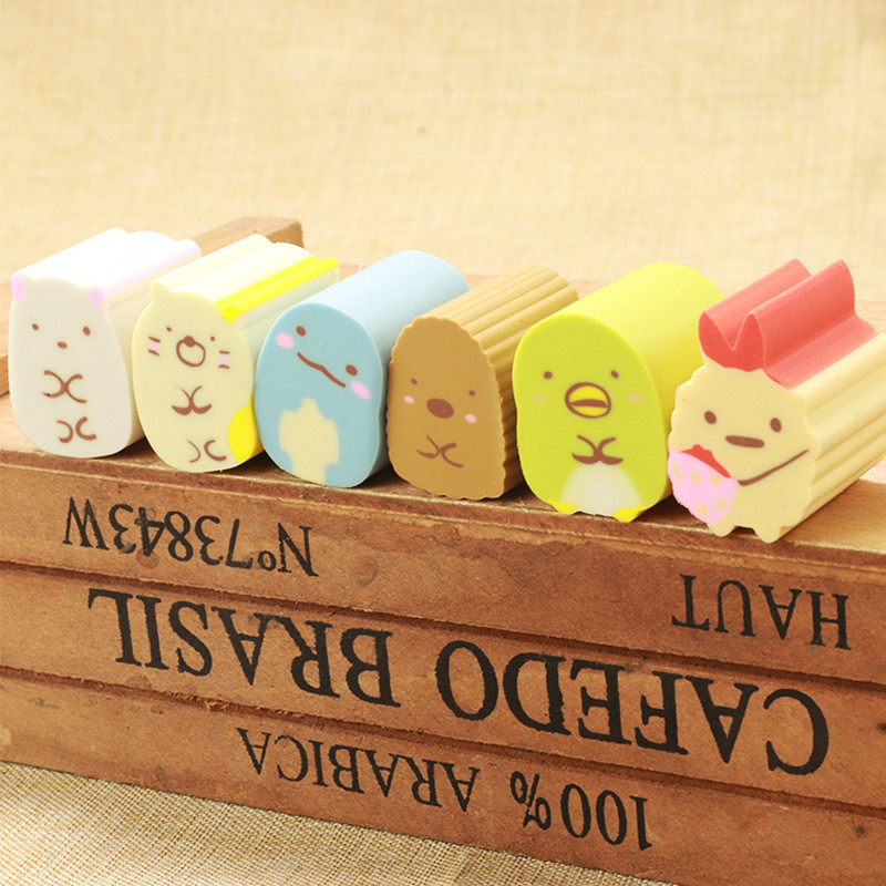 San-X SUMIKKO GURASHI Aranyos rajzfilm Radír Állat alakú Gumi Gyerek iskolai korrekciós kellékek Szórakoztató ajándékok Ceruza radírok