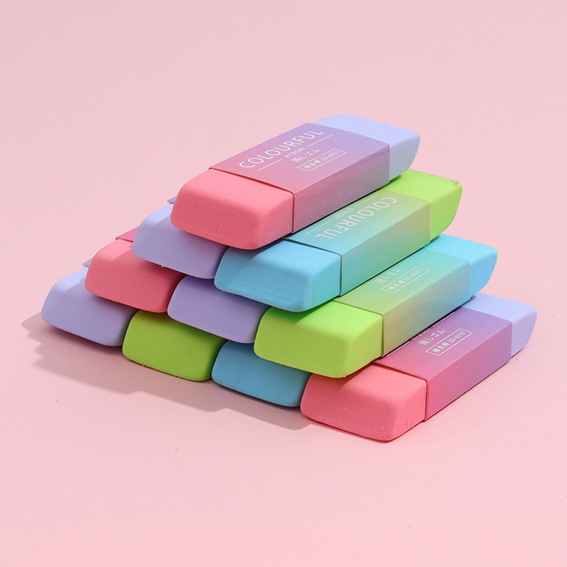 Radoša krāsaina dzēšgumija, tīra varavīksnes krāsa, liela praktiska dzēšgumija Kancelejas preces Kawaii biroja skolas piederumu vairumtirdzniecība