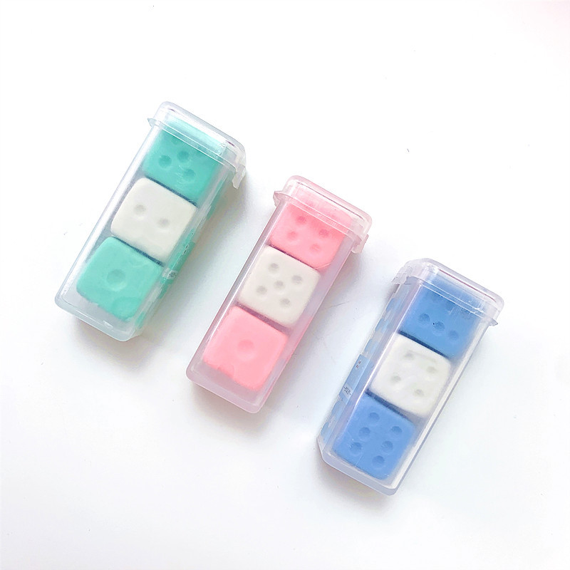 3 vnt. mini spalvotų tinklelių trintukų rinkinys Kūrybinis kauliukas pieštukų valymui biure Mokyklos mokinių apdovanojimo dovana F7223