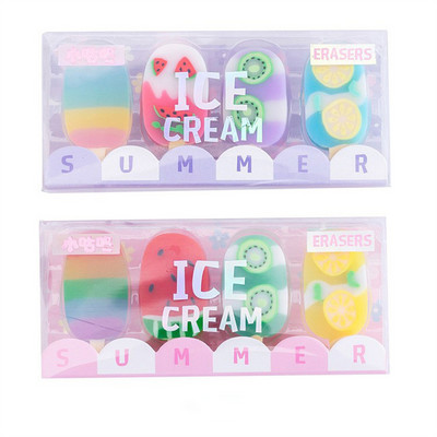 4 kom/kutija Sladoled Šarene olovke za brisanje Gumene Alat za ispravljanje pisanja učenika Korejski pribor Slatki školski pribor