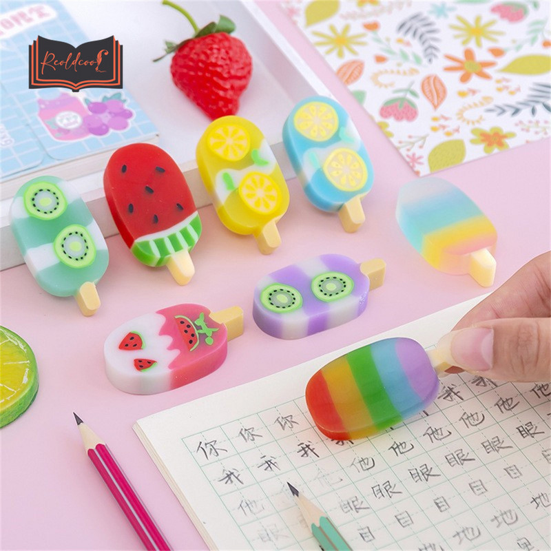 4 kom/kutija Sladoled Šarene olovke za brisanje Gumene Alat za ispravljanje pisanja učenika Korejski pribor Slatki školski pribor