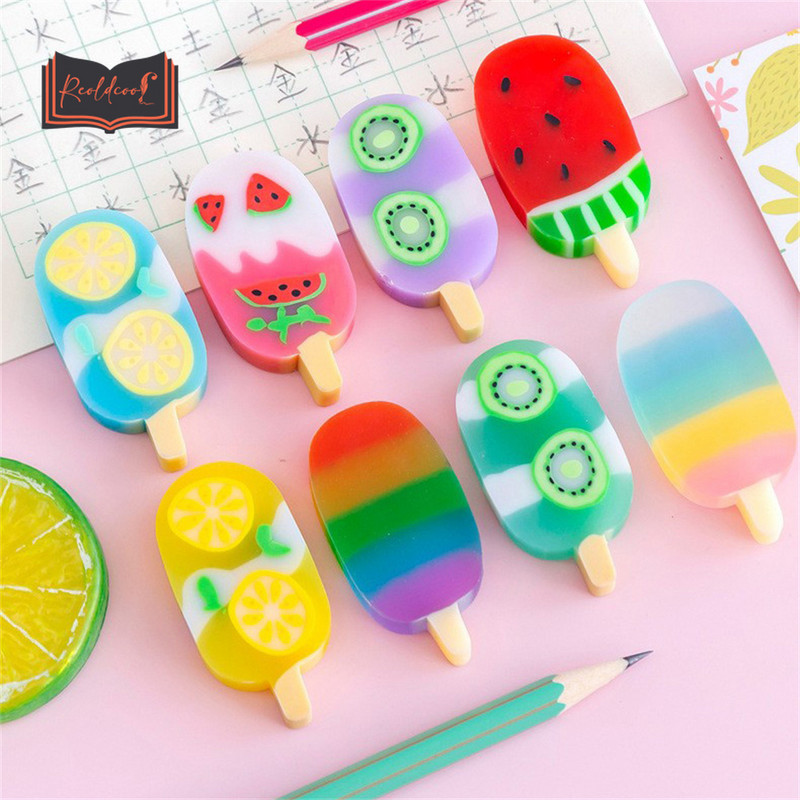 4 kom/kutija Sladoled Šarene olovke za brisanje Gumene Alat za ispravljanje pisanja učenika Korejski pribor Slatki školski pribor