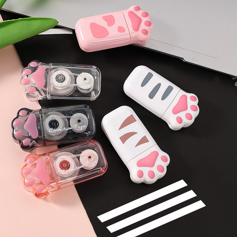 Bandă de corectare portabilă cu gheare de pisică Kawaii Corector alb pentru cadou promoțional Articole de papetărie Premiu pentru elevi Rechizite de birou școlare 6M