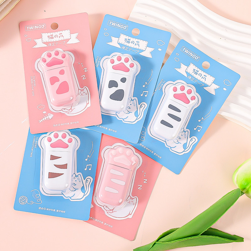 Bandă de corectare portabilă cu gheare de pisică Kawaii Corector alb pentru cadou promoțional Articole de papetărie Premiu pentru elevi Rechizite de birou școlare 6M