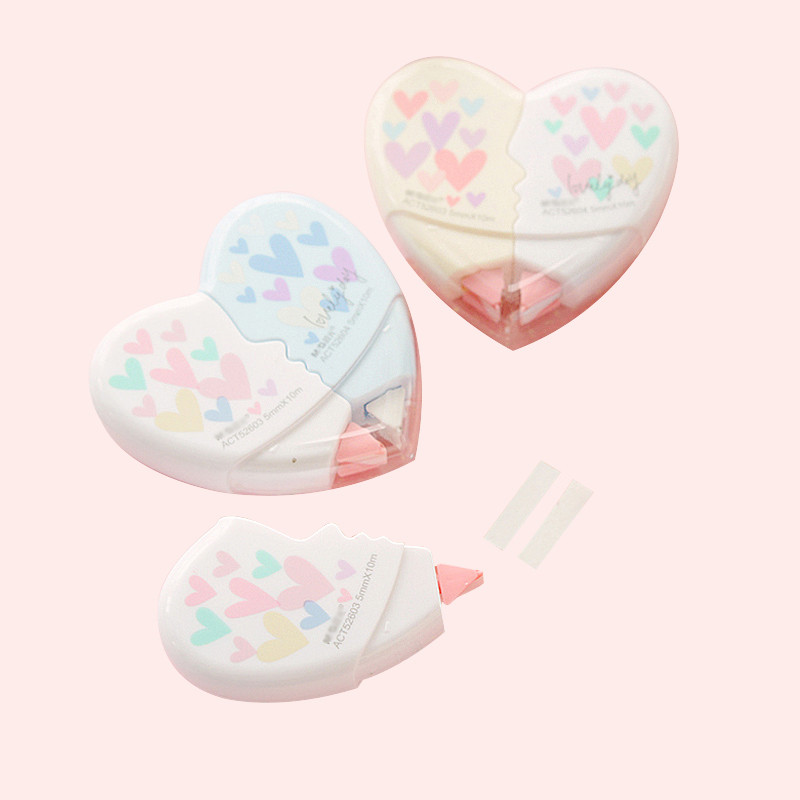 2 buc/lot Love Heart Bandă de corectare Material Escolar Kawaii Papetarie Lichid de corecție Rechizite școlare de birou Papelaria 10M