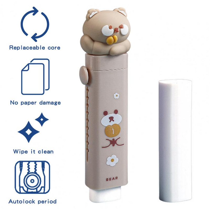 Lagana gumica za brisanje svijetlih boja, ekološki prihvatljiva gumica s crtanim crtama Push-pull tipa gumica za brisanje, dječji pribor