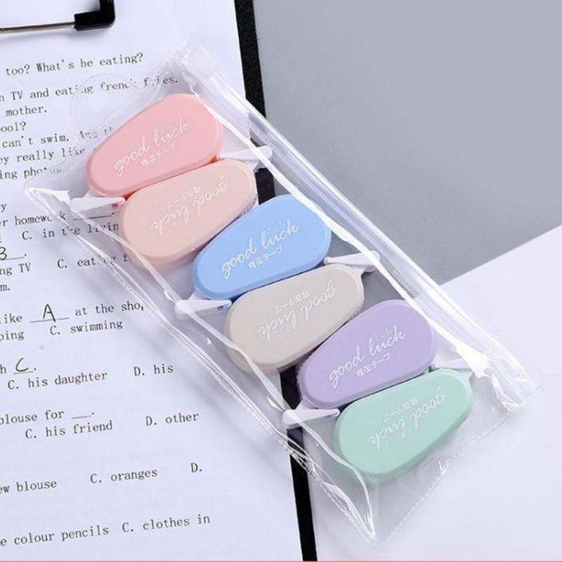 6gab/komplekts Mini Morandi krāsu korekcijas lentes komplekts Skolas piederumi Stacionāri