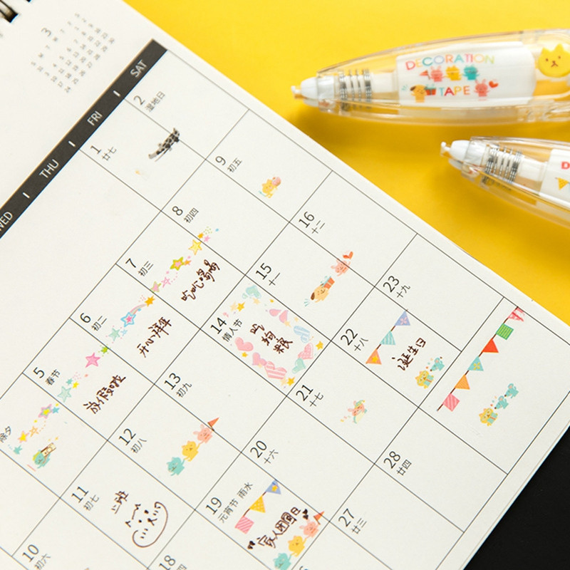 Nėrinių korekcinė juosta Kūrybiška miela preso tipo dekoravimo juosta Studentų raštinės reikmenys DIY animacinių filmų juosta Korėjos raštinės reikmenys