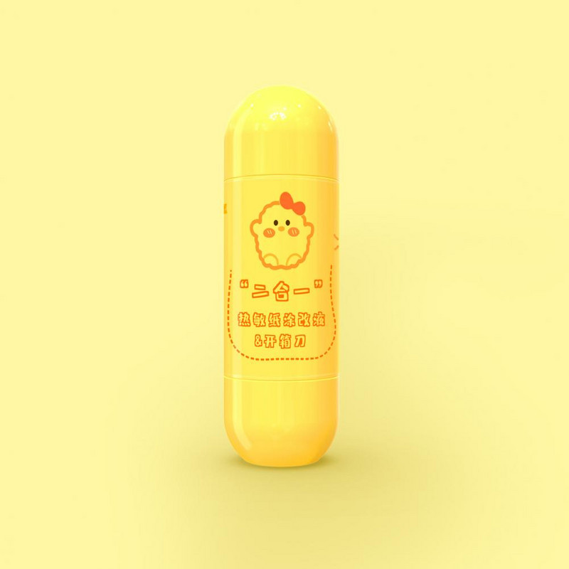 Izturīgs termiski jutīgs papīra korekcijas šķidrums ar griezēju vieglu korekcijas šķidrumu, kas labi pārklāj biroju